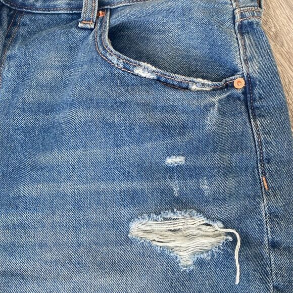 Zara Denim shorts Washed Distressed Unfinished Hem Plus size 20 Boho Moto NWT - Picture 5 of 9